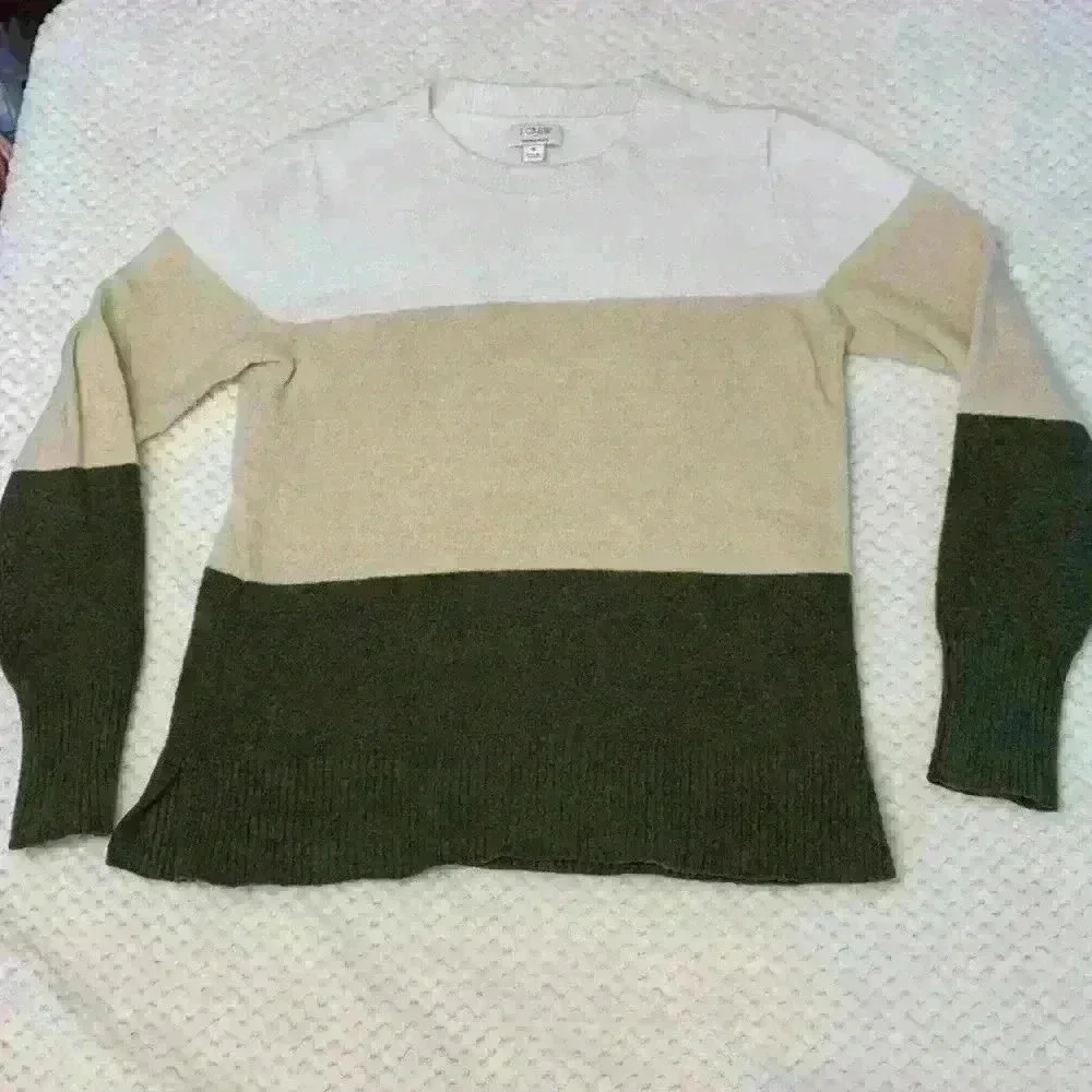 J Crew tri color extra soft sweater sz S crew neck comfy casual cozy office